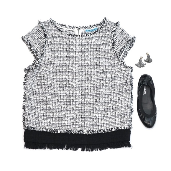 Alice + Olivia Tops - Alice + Olivia Tweed Monochrome Top